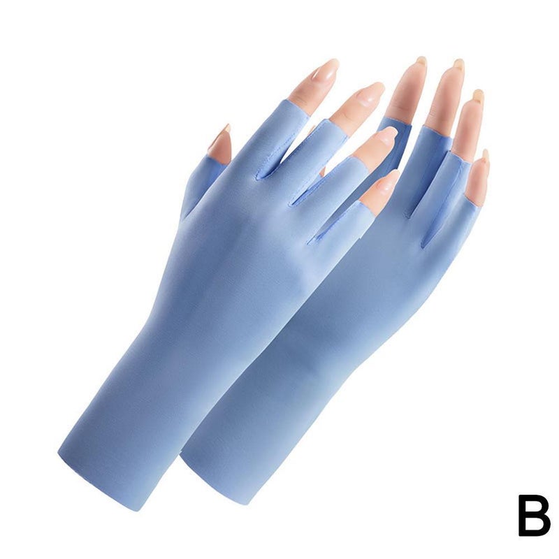 Women's sun protection gloves, UV protection, thin ice silk half-finger gloves